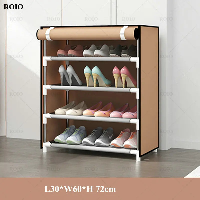 Stylish Space-Saving Shoe Rack - DIY Dustproof Fabric Organizer for Hallway Storage