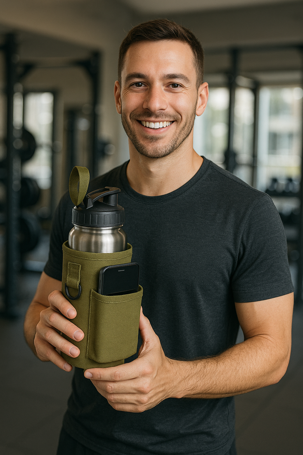 Magnetic Gym Water Bottle Bag Non Slip Magnetic Gym Sling Bag Portable Magnetic Water Bottle Carrier Holder for Gym Accessories