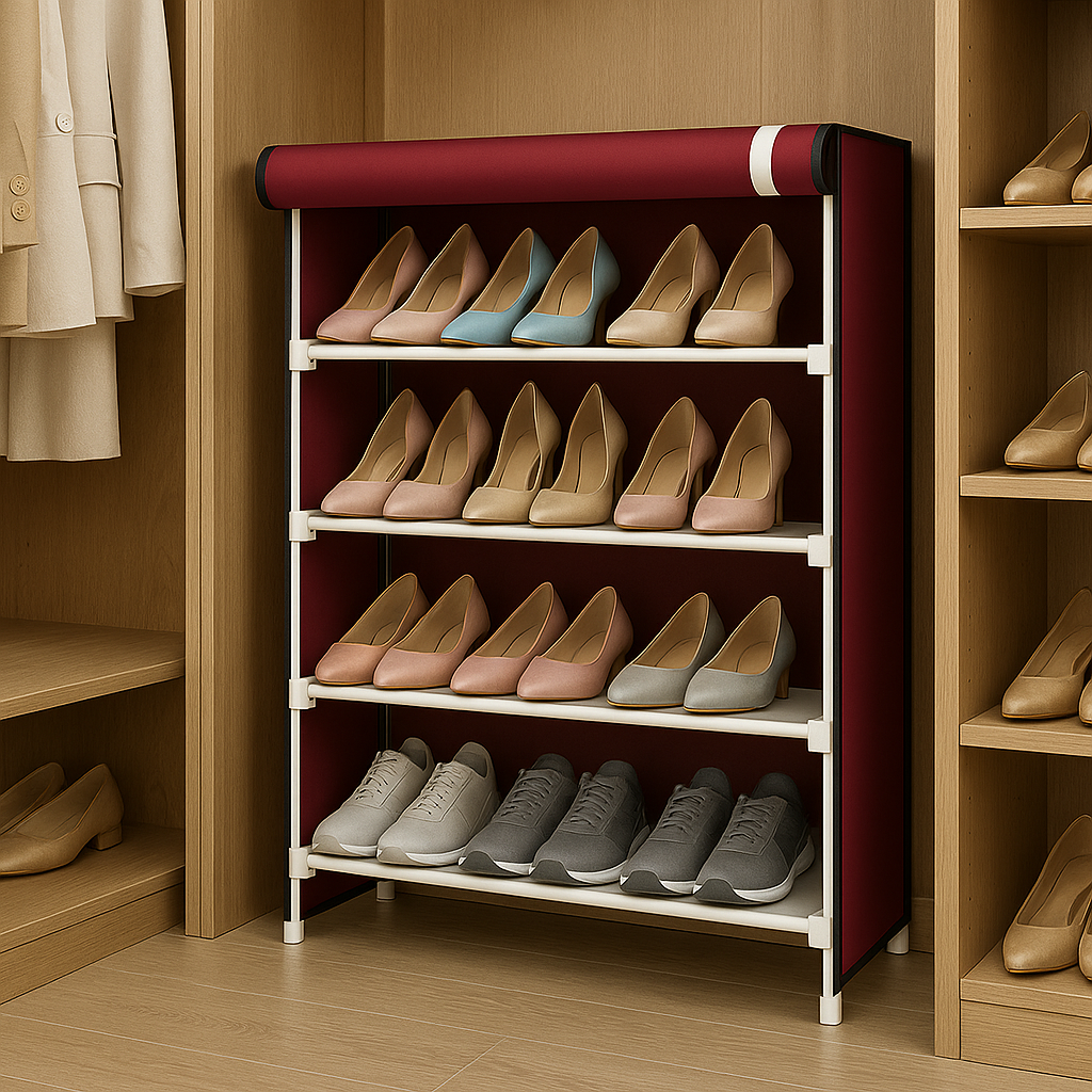 Stylish Space-Saving Shoe Rack - DIY Dustproof Fabric Organizer for Hallway Storage