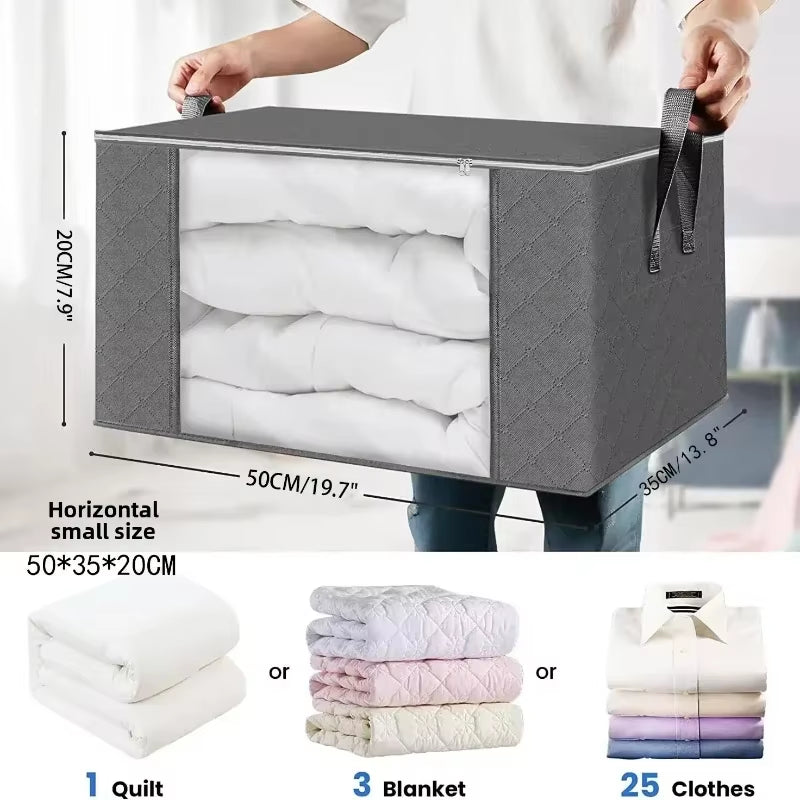 1/6Pc Large Capacity Clothes Storage Bag Foldable Blanket Storage Bags Storage Containers for Organizing Bedroom Closet Clothing