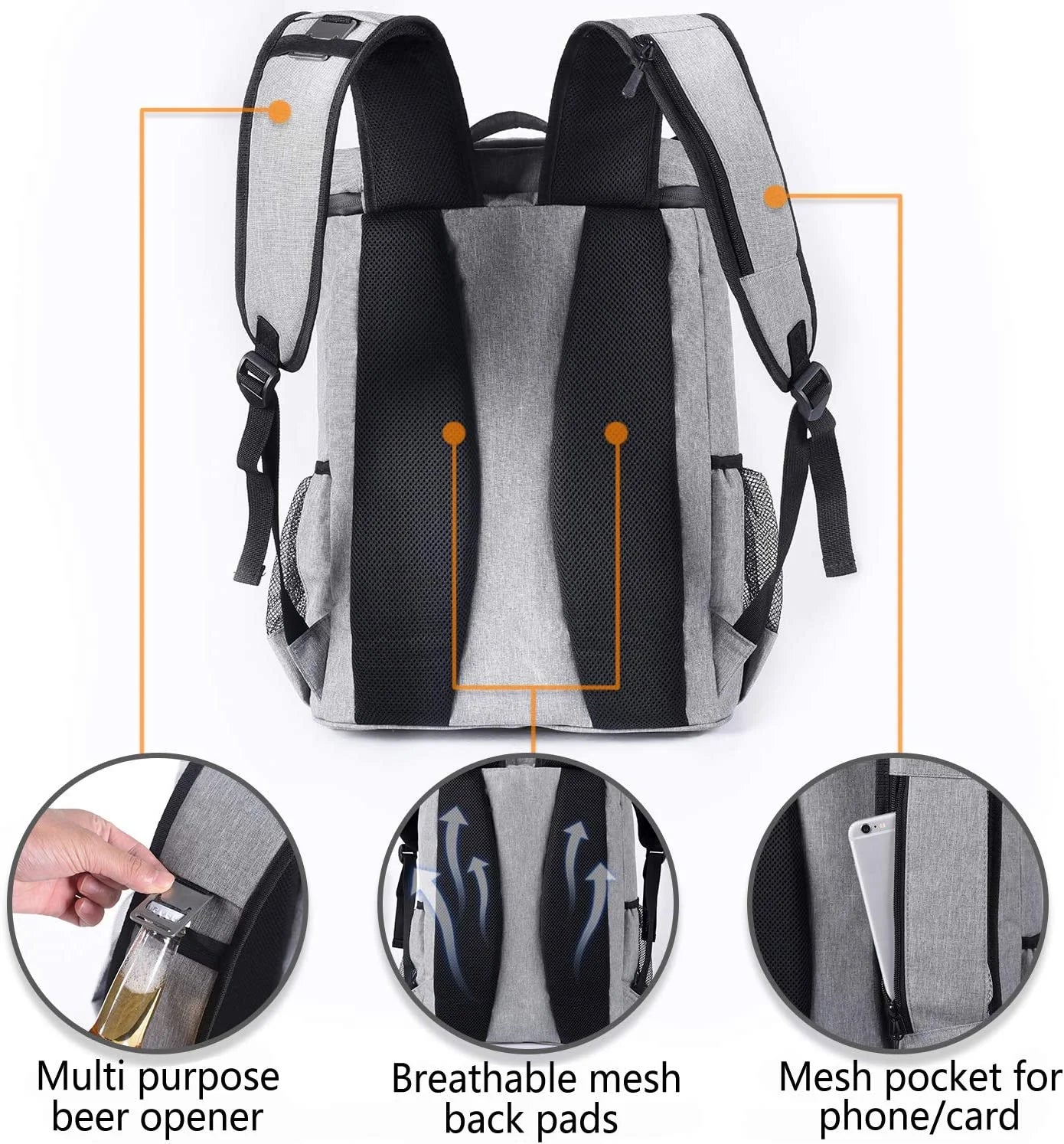 Lightweight Leakproof Backpack Cooler – Insulated Waterproof Cooler Bag for Men & Women – Perfect for Lunch, Picnics, Camping & Hiking – Holds 30 Cans