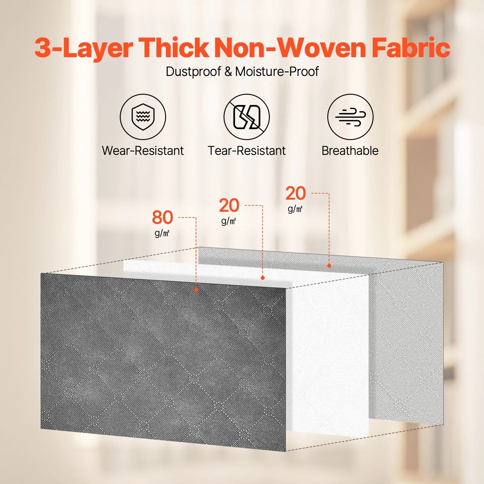 Oversized 60L Blanket Storage Bags – 6 Pack Sturdy Fabric Containers for King Comforters, Bedding & Pillows – Stylish Grey