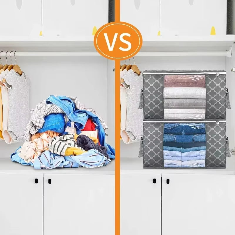 1/6Pc Large Capacity Clothes Storage Bag Foldable Blanket Storage Bags Storage Containers for Organizing Bedroom Closet Clothing