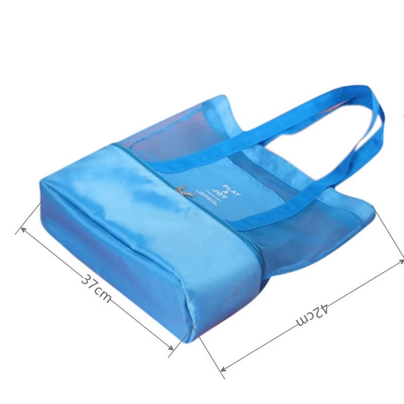 Versatile High Capacity Women's Mesh Tote - Double-Layer Heat Retention Beach & Picnic Bag for Lunch & Snacks