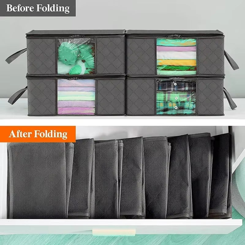 1/6Pc Large Capacity Clothes Storage Bag Foldable Blanket Storage Bags Storage Containers for Organizing Bedroom Closet Clothing