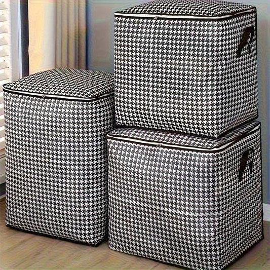 3Pc of Extra Large Thickened Storage Containersfor Household Large Capacity Clothes Quiltstorage Bucket Dustproof and Moisture Resistantbag Double Zipper with Handle Storage Box Moving & Travel Storage Basket Lightweight Organiser