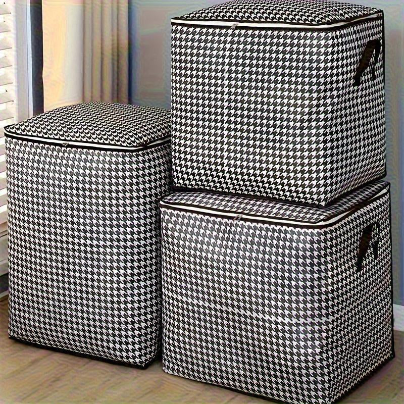 3Pc of Extra Large Thickened Storage Containersfor Household Large Capacity Clothes Quiltstorage Bucket Dustproof and Moisture Resistantbag Double Zipper with Handle Storage Box Moving & Travel Storage Basket Lightweight Organiser